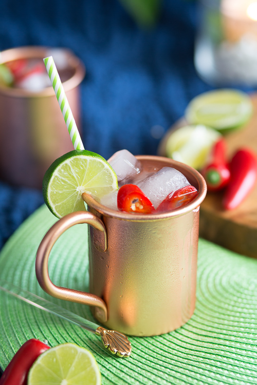 Spicy Mexican Mule Cocktail - Plated Focus