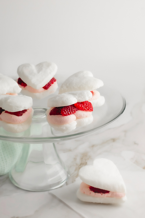 Meringues with Raspberry Cheesecake Mousse - Plated Focus